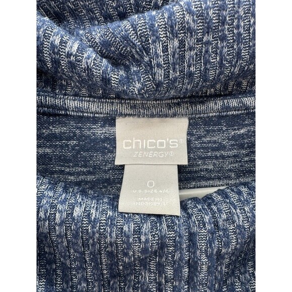 Chicos Zenergy Cowl Neck Tunic Sweater Top Size 0 (4/6) Blue Heather Long Sleeve - Picture 3 of 10